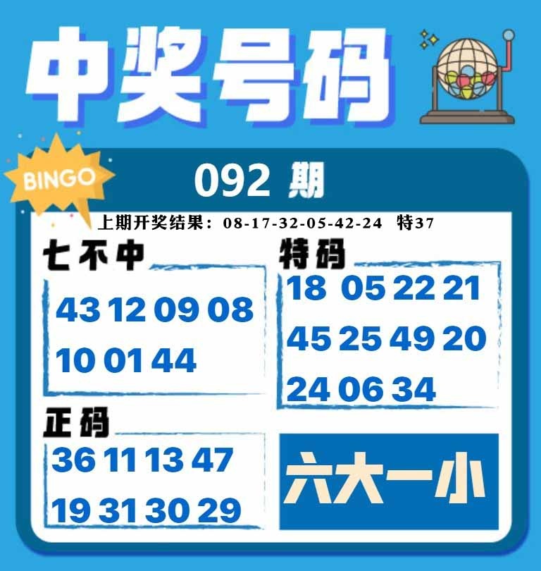 092期中奖号码[图]